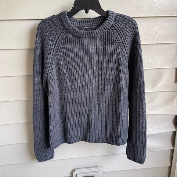 Quince Womens 100% Organic Cotton Fisherman Crew Sweater Charcoal M Sustainable - Picture 1 of 8